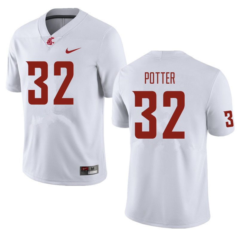 Men #32 Braeden Potter Washington State Cougars Football Jerseys Sale-White - Click Image to Close